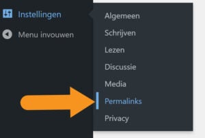 WordPress wp-admin permalinks menu item